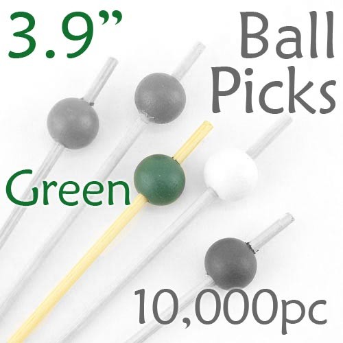 Ball Picks  3.9 Long - Green - Case of 10,000 pc