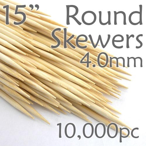 Extra Long Bamboo Round Skewer 15 Long 4.0mm dia. Case of  of 10,000