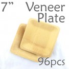 Disposable Bamboo 7" Veneer Plate- Square- 96pc