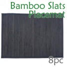Bamboo Slats Placemat - Black - 8pc
