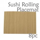 Bamboo Placemat / Sushi Rolling Style - Brown - 8pc