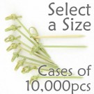 Bamboo Knot Picks - Green - Case of 10,000 pcs (Select a Size)