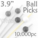 Ball Picks  3.9 Long - White - Case of 10,000 pc