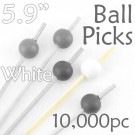 Ball Picks  5.9 Long - White - Case of 10,000 pc
