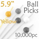 Ball Picks  5.9 Long - Yellow - Case of 10,000 pc