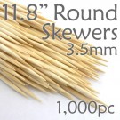 Bamboo Round Skewer 11.8 Long 3.5mm dia. Box of 1000