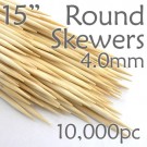 Extra Long Bamboo Round Skewer 15 Long 4.0mm dia. Case of  of 10,000