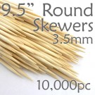Bamboo Round Skewer 9.5 Long 3.5mm dia. Case of  of 10,000